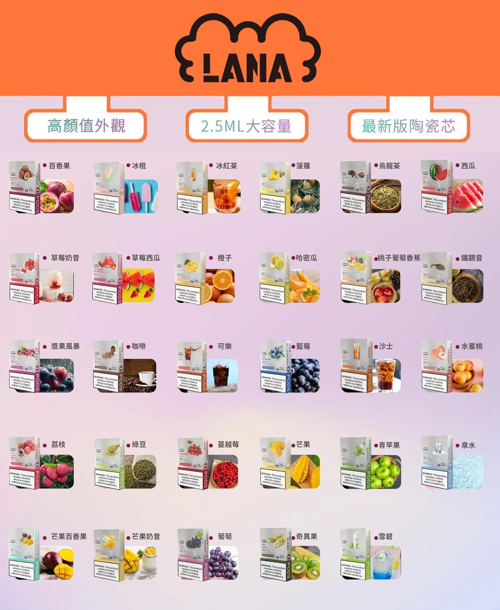 LANA拉娜煙彈 官方正品 全口味系列主視覺
